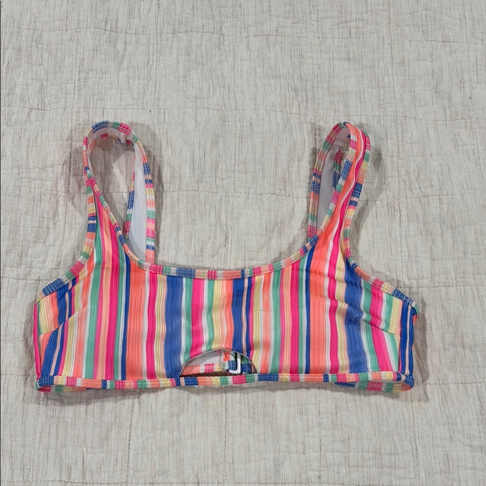 No Boundaries Multicolor Striped Bikini Top